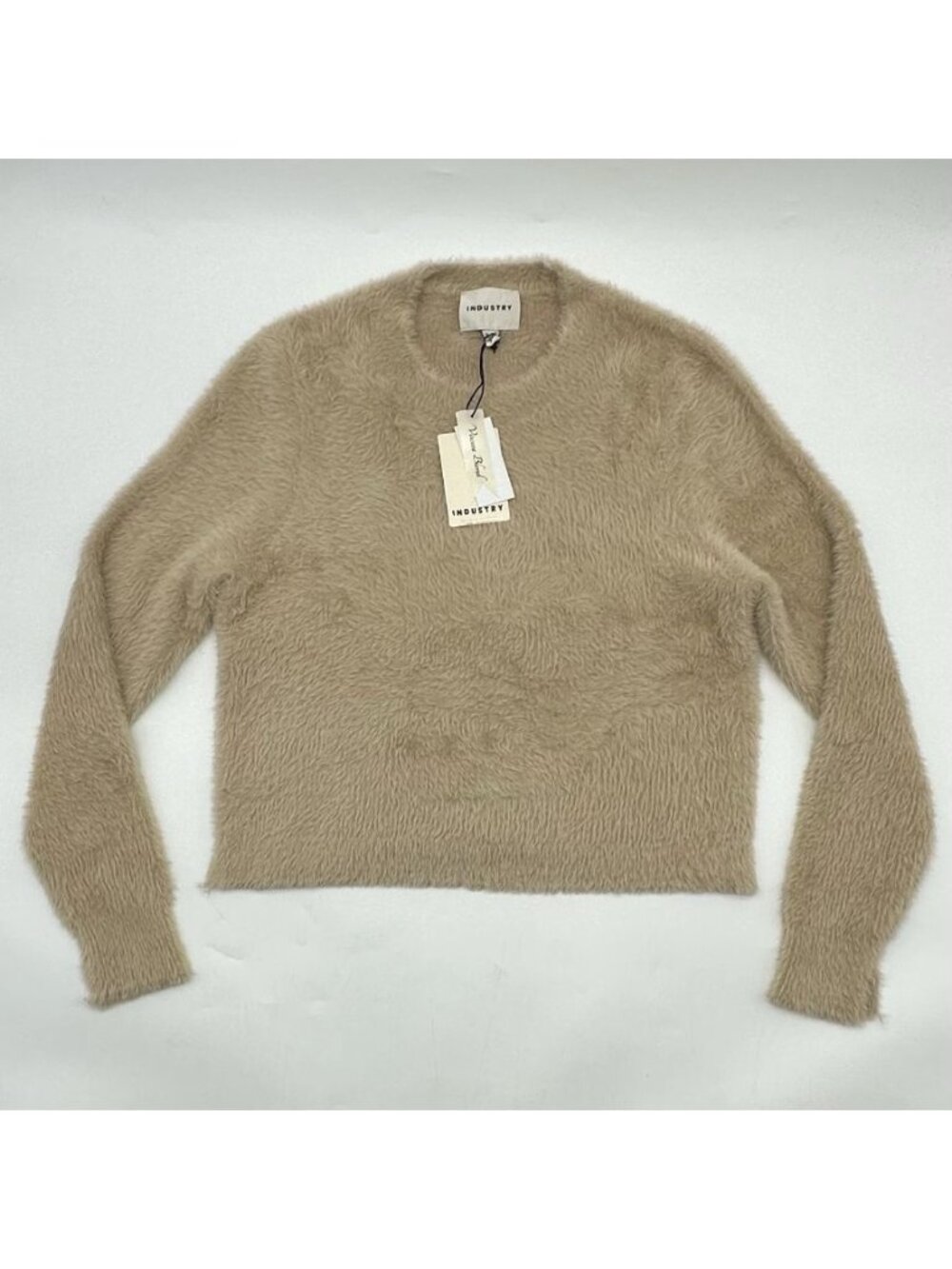 Industry Republic Women's Size XL Beige Faux Fur Pullover Crewneck Sweater NWT